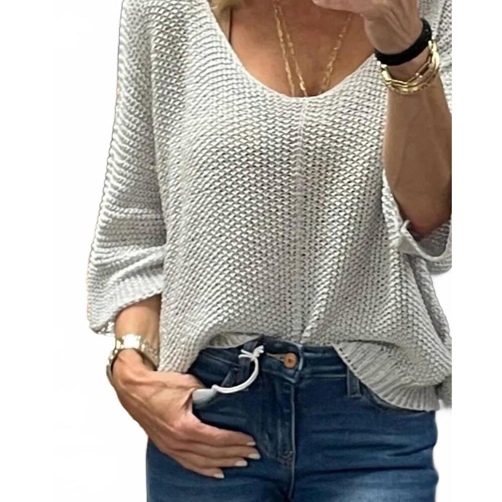 NEW BRAND BAZAR bunny crochet sweater in light grey